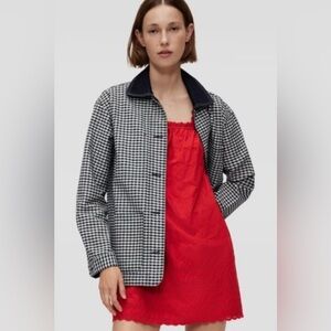 Chic Black and White Checkered Jean Jacket